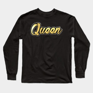 Shiny black and Gold QUEEN word ver3 Long Sleeve T-Shirt